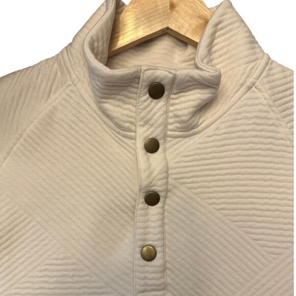 Goodfellow & Co Men’s Quilted Snap Pullover Sweatshirt‎ Ivory White Size M NWT - Picture 2 of 5